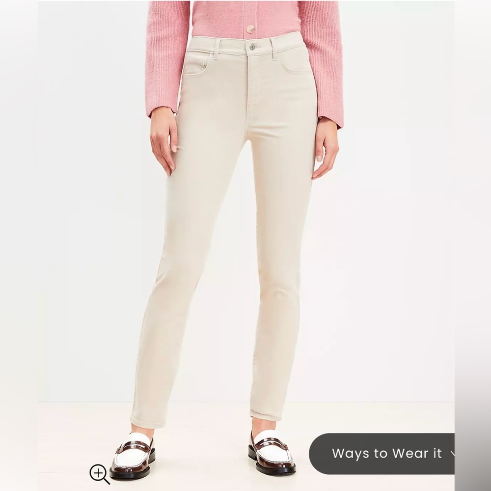 LOFT Cream High Waist Skinny Corduroy Pants